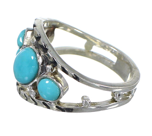 Southwestern Turquoise Jewelry Genuine Sterling Silver Ring Size 5-1/2 AX84332